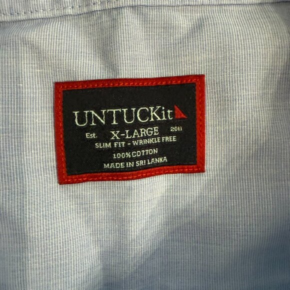 UNTUCKit Light Blue Wrinkle-Free Short Sleeve Shirt - Size XL Slim Fit - Picture 5 of 9